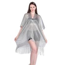 Saída de Praia com Franjas Metálico Nova Moda Para o Verão -