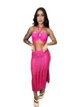 Saida de praia conjunto de tricot e croche