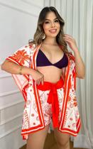 Saída de praia Conjunto Kimono camisão + saia envelope