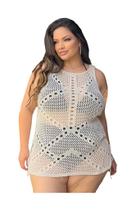 Saída de Praia Curta Plus Size Lateral Amarrar Tricot Alça - PLUS MESMO E DAÍ