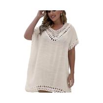 Saída De Praia De Crochê plus Size, Túnica De Praia Feminina, Vestido De Banho Com Proteção Solar
