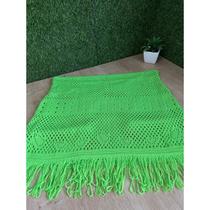 Saida De Praia De Franja Vestido Curto Tricot Com Fenda Lateral