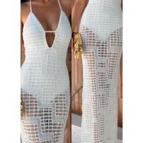 Saída De Praia De Luxo Vestido Comprido De Tricô Verão 3528