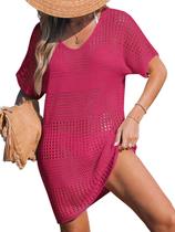 Saída de praia em crochê CUPSHE, vestido mini rosa-choque, tamanho M Saída de praia em crochê CUPSHE, vestido mini rosa-choque, tamanho M
