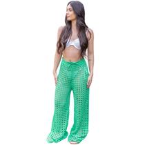 Saída de Praia Feminina Calça Tricot Tamanho Único Verão 26