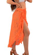 Saída de Praia Feminina Estilo Saia Pareô Florescente