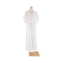 Saída De Praia Feminina Longa De Verão Com Decote V, Kimono, Vestido De Praia Com Amarração,