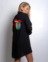 Saida De Praia Feminina Roupão Kimono Longo de Praia Cobrir Biquini Canga Estampada Personalizada Manga Longa com Bolso Chemise Saida De Praia Feminina Roupão Kimono Longo de Praia Cobrir Biquini Canga Estampada Personalizada Manga Longa com Bolso Chemise