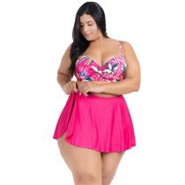 Saída de Praia Feminina Saia Curta Rodada Abotoador Lateral Moda Praia 2024