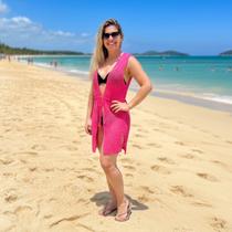 Saída de Praia feminina Tricot Kimono aberta verão crochê