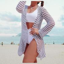 Saída de Praia Feminino Kimono da Moda com Manga Longa