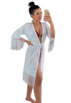 Saída de Praia Feminino Quimono Babadinho Abertura Frontal Saída de Praia Feminino Quimono Babadinho Abertura Frontal