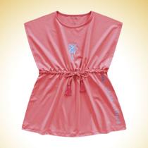 Saída de Praia Infantil Verão Menina Proteção UV 50+ Rosa Neon Tam 4 a 10 - Fakini