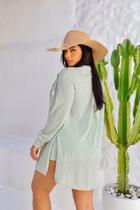 Saída de Praia Kimono com punho Oversize Camisa Saída de Praia Kimono com punho Oversize Camisa