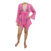 Saída De Praia/ Kimono em arrastão com pontas