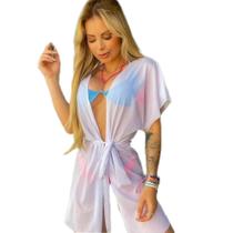 Saída de praia Kimono pareô transparente Camisetão