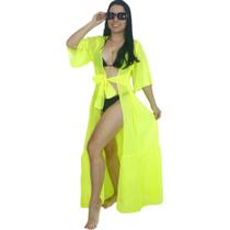 Saída De Praia longa Manga curta Em Chiffon