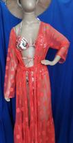 Saída de praia longa mangas compridas Saída de praia longa mangas compridas