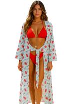 Saída de Praia Longo com Abertura Frontal e Manga Longa Saída de Praia Longo com Abertura Frontal e Manga Longa