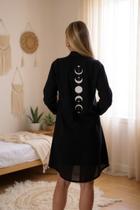 Saida de Praia Moda Verão Praia Camisão Chemise Estampado Camisa Alongada Vestido Botão Moda Verão Praia