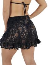 Saída De Praia Pareô Saia Curta Renda Preta