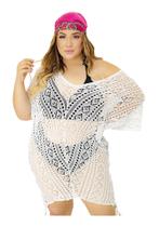 Saída de Praia Plus Moda Verão Gola V Vestido Canga Ombro