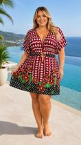 Saída De Praia Plus Size CANGA liganete Argola tam 46 ao 60 Cor:VermelhoTamanho:46/48