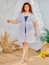 Saida de praia Plus Size g1 g2 g3 manga curta trico croche