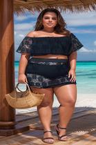 saída de praia plus size Mini saia arrastão boxe arrastão renda tamanho grande TAM 46 AO 60