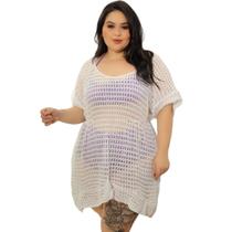 Saida de Praia Plus Size Tricot Babados Saida de Praia Plus Size Tricot Babados