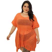 Saida de Praia Plus Size Tricot Babados
