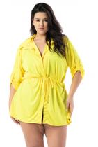 Saída De Praia Plus Size Tule Camisa Manga 3/4 Saída De Praia Plus Size Tule Camisa Manga 3/4