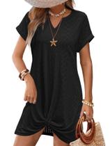 Saída de Praia RUMIA Vestido de Verão com Raso Torcido Preto