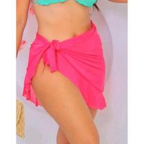 Saída de praia saia barra babado amarração na lateral tule feminina moda verão - Filó Modas