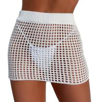 Saída De Praia Saia Curta Tricot Moda Verão