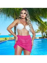 Saída de Praia Saia Tricot Curta feminina Transparente