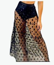 Saída de praia saia tule bolinhas Saída de praia saia tule bolinhas