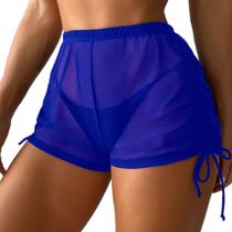 Saida de Praia Shorts franzido nas Laterais Moda Feminina