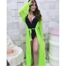 Saida de praia simples vestido longa banho piscina cor neon