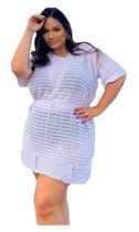 Saída De Praia Tricot Plus Size Babado Manguinha