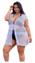 Saída De Praia Tricot Plus Size Grande Aberta