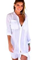 Saida de Praia Vestido Camisão Chemise Moda Verão