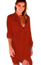 Saida de Praia Vestido Camisão Chemise Moda Verão