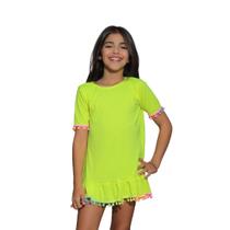 Saída de praia Vestido com Babado - Amarelo Neon