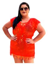 Saída De Praia Vestido Com Ilhós Franja Plus Size