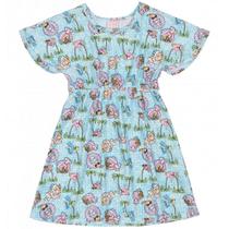 Saída de Praia Vestido Curto Infantil Azul Piscina - Quimby