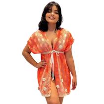 Saída de Praia Vestido Tie Dye Curto Tela de Malha Chalaróste MP100018