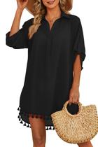 Saída de Praia Yincro com Tassel Camisa Preta M Saída de Praia Yincro com Tassel Camisa Preta M