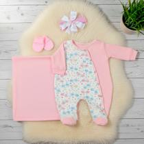 Saída Maternidade Bebê Manta Luvinha Menina 04 Pçs Rafaela