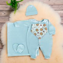 Saída Maternidade Bebê Manta Luvinha Menino 04 Pçs Noah